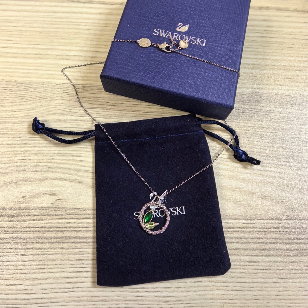 Swarovski Green and Gold Necklace